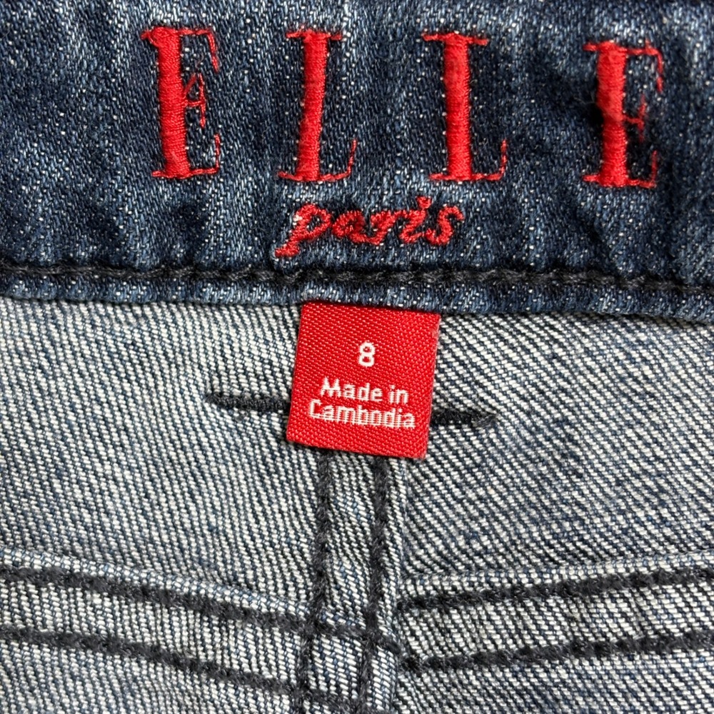 Elle Denim Bermuda Shorts Womens 8 Blue Medium Wash Stretch Mid Rise Jean Shorts - Picture 3 of 4
